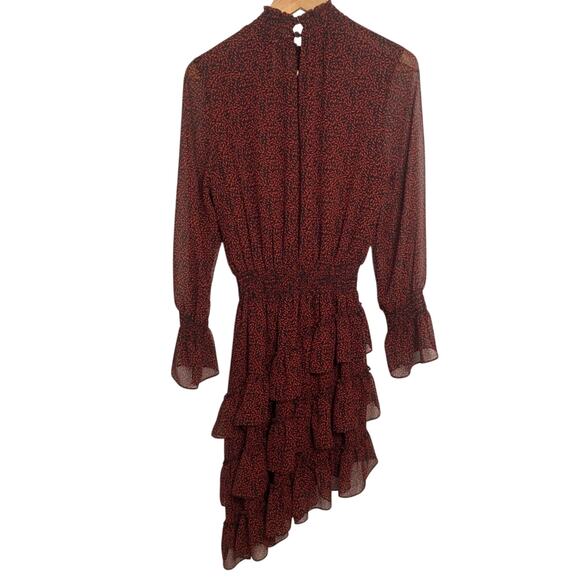 Misa Los Angeles Savanna Asymmetrical Ruffle Mini Dress Red Banana Leaf Small - Picture 6 of 8